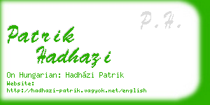 patrik hadhazi business card